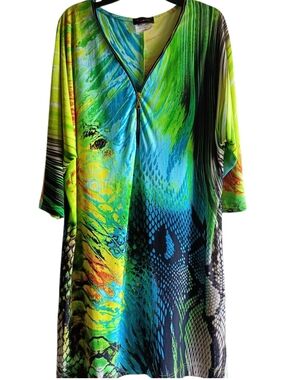 L🏖️Kaftan Beach Cover Printed Midi Dress with Front Zip by Classiques Entier